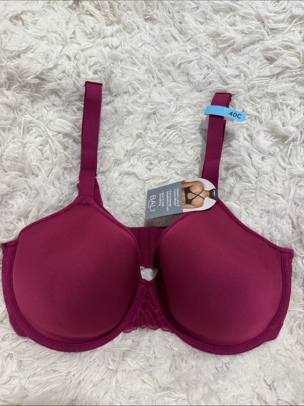 Bali Full-Coverage Underwire Bra - Berry Wine